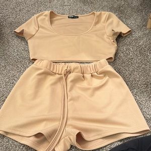Shein two piece short set butter cream yellow